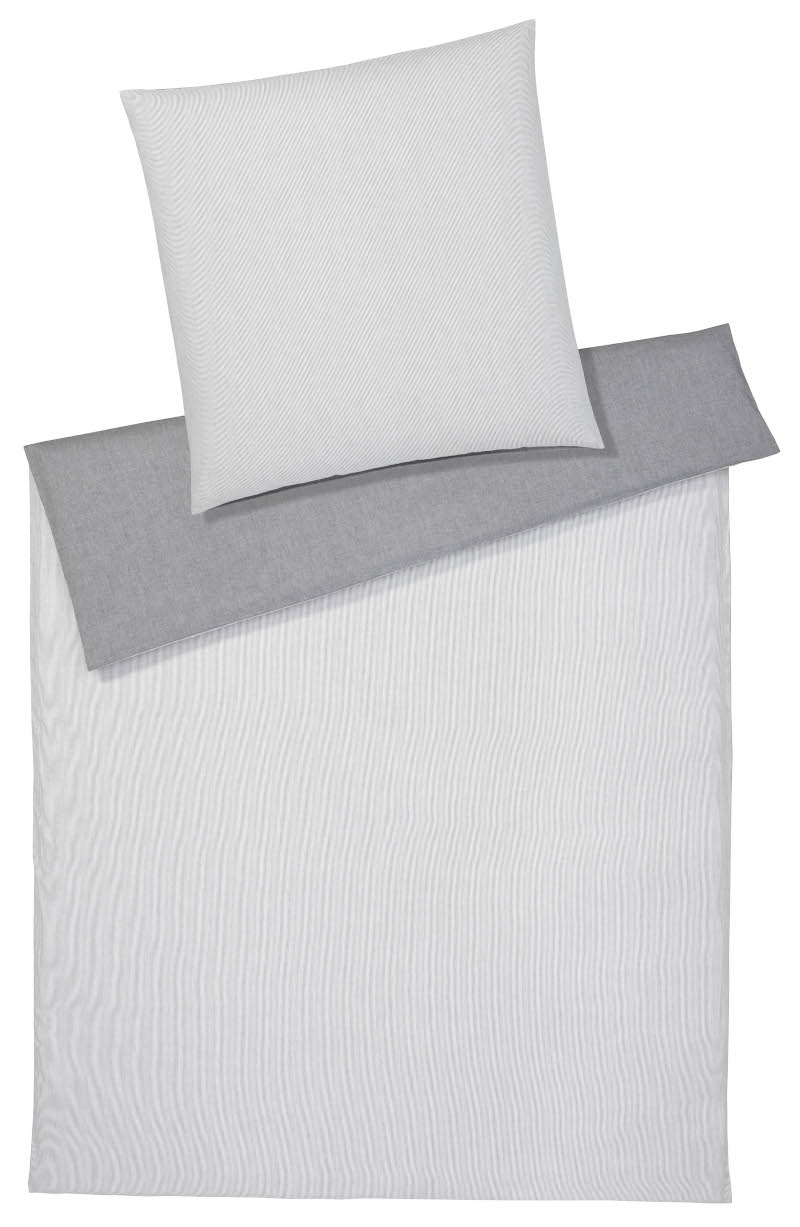 Elegante Soft Flanell Bettwäsche Tender silber aus 100% Baumwolle, Wendebettwäsche 