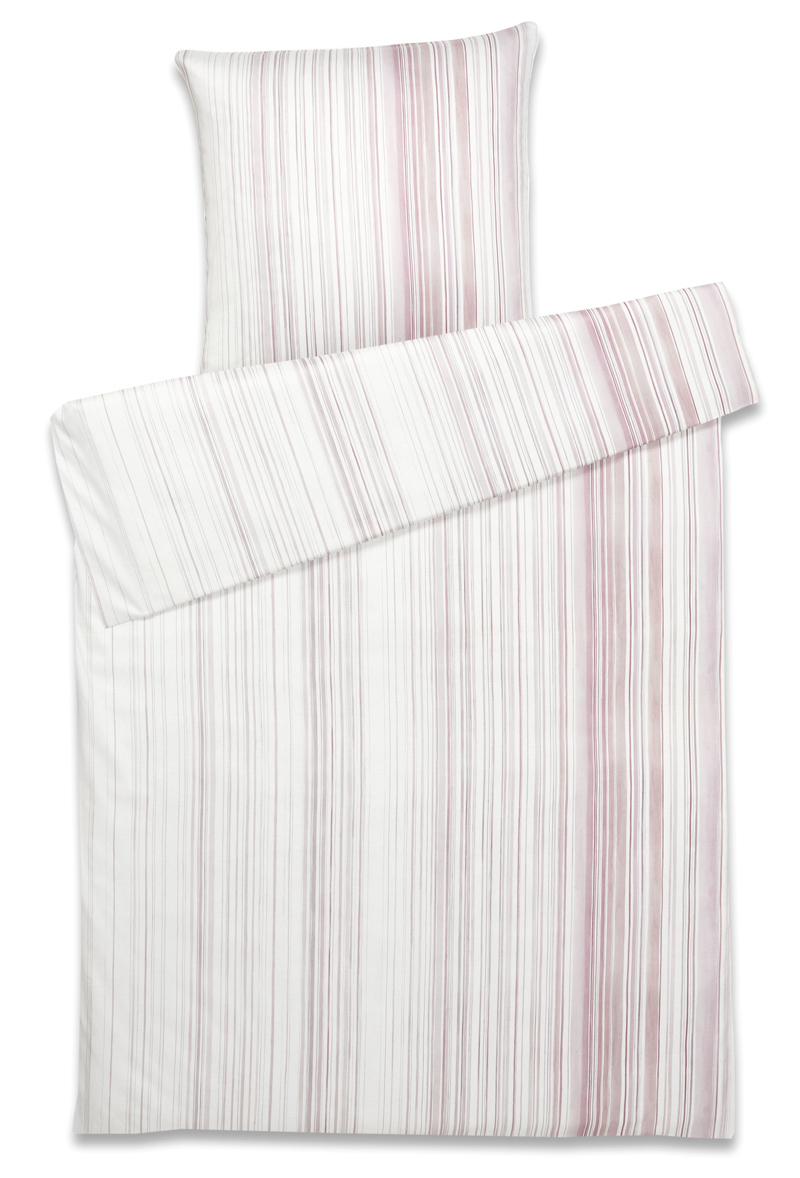 Elegante Comfort Satin Bettwäsche Grades, rosa/wollweiß Streifen, 100% BIO Baumwolle, 135x200 cm