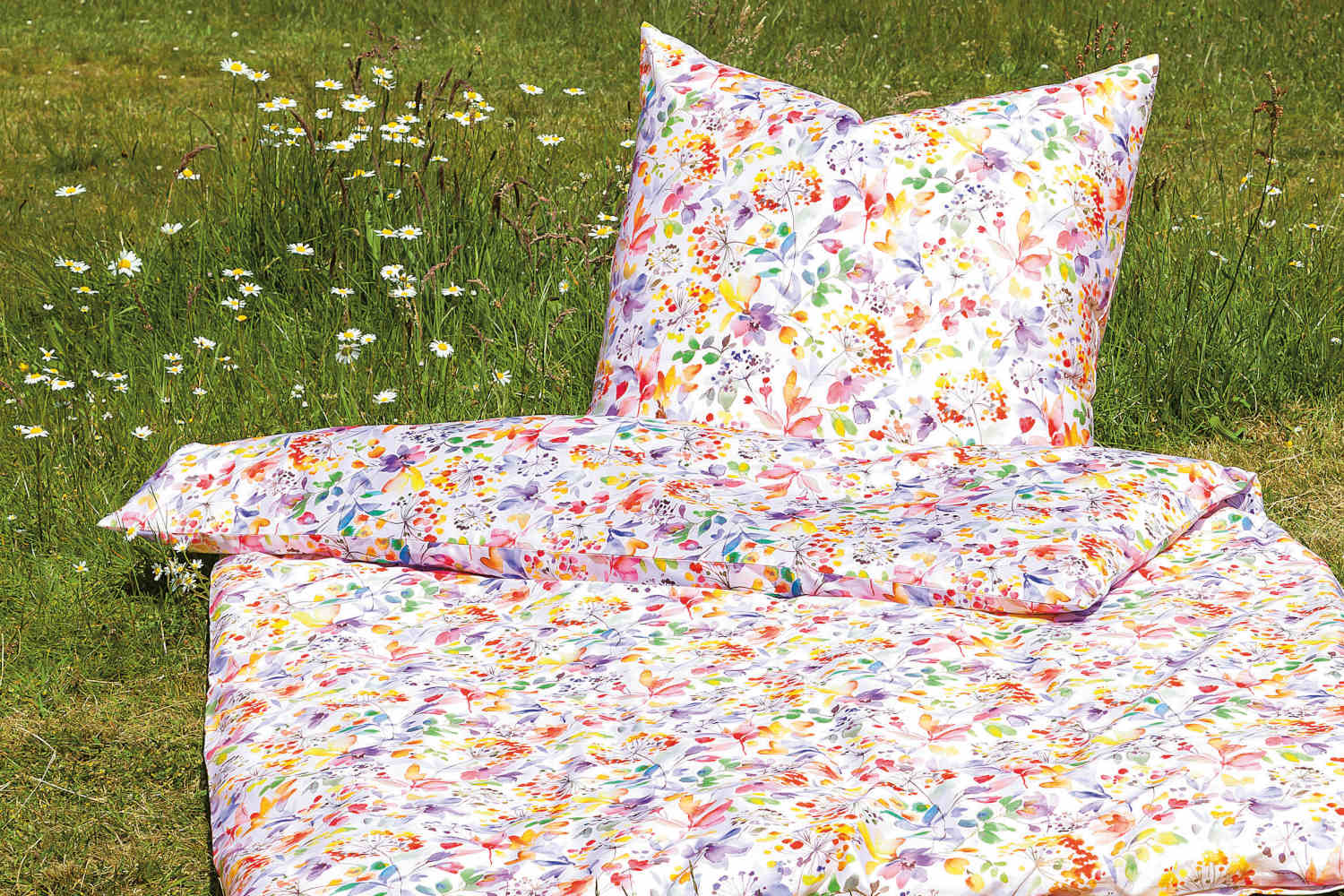 Janine Satin Bettwäsche modern art multicolor, aus 100% Baumwolle