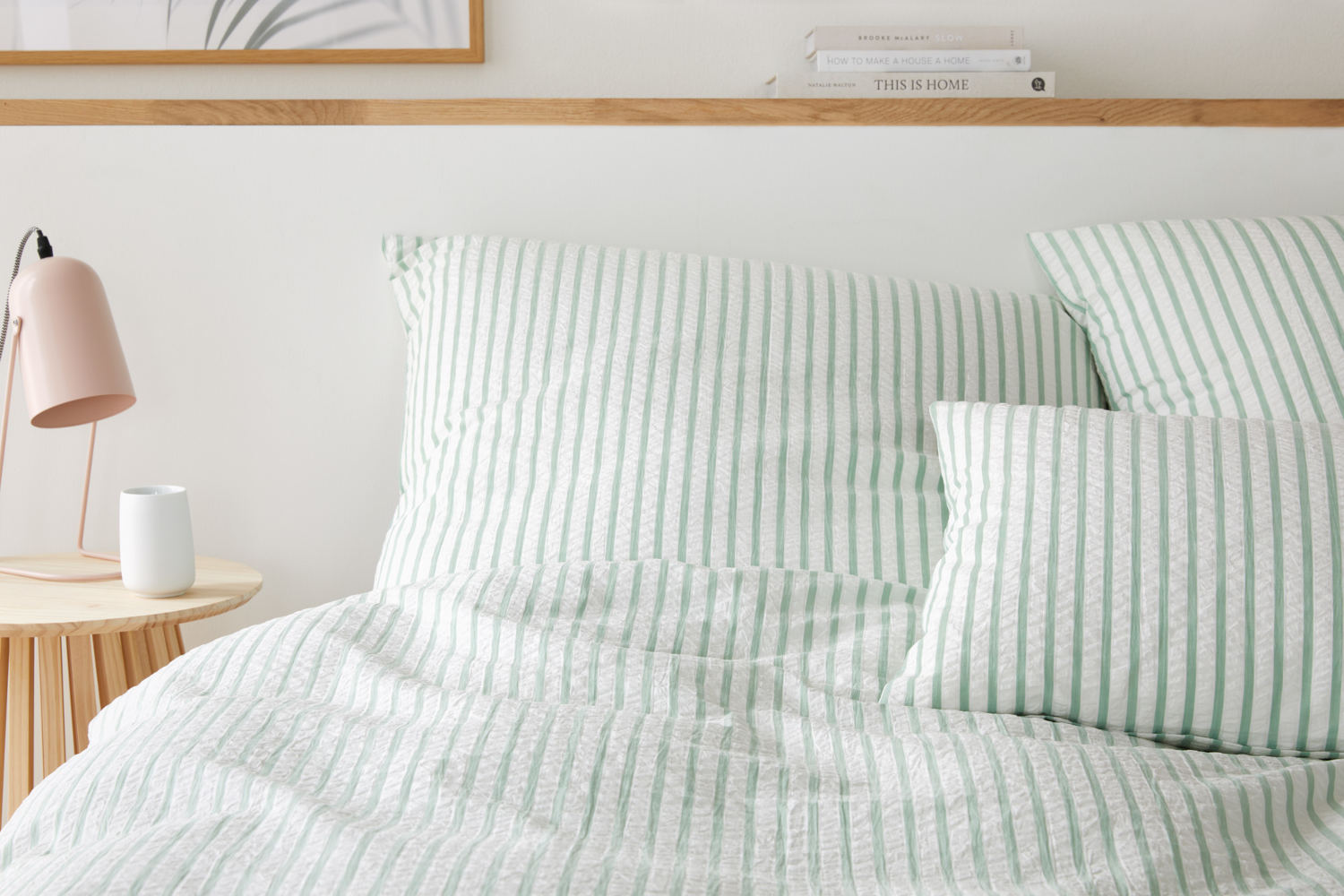 Elegante Seersucker Bettwäsche Vimmerby salbeigrün, aus 100% Baumwolle
