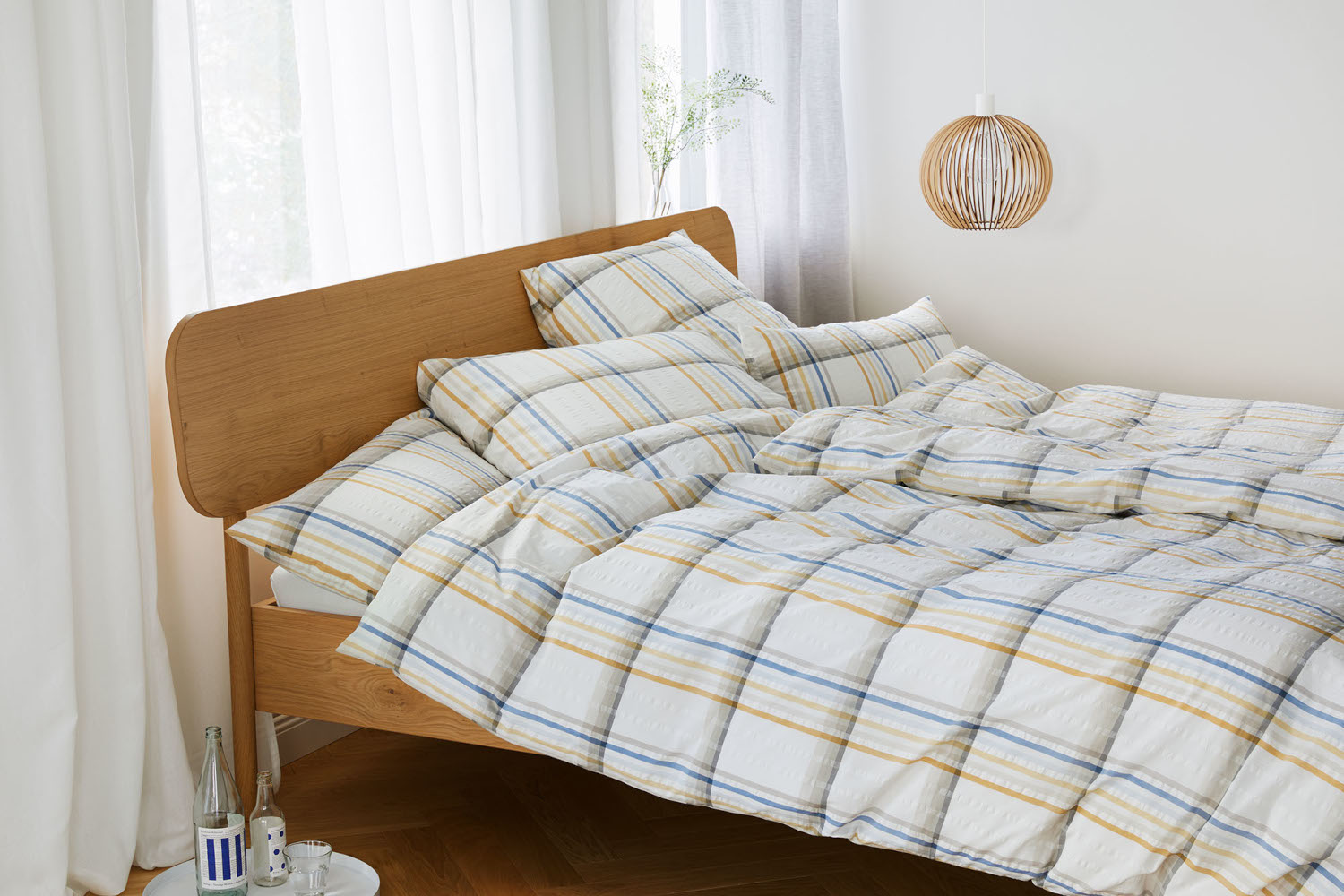 Elegante Seersucker Bettwäsche Samsö aus 100% Baumwolle, bügelfrei, 135x200 cm 