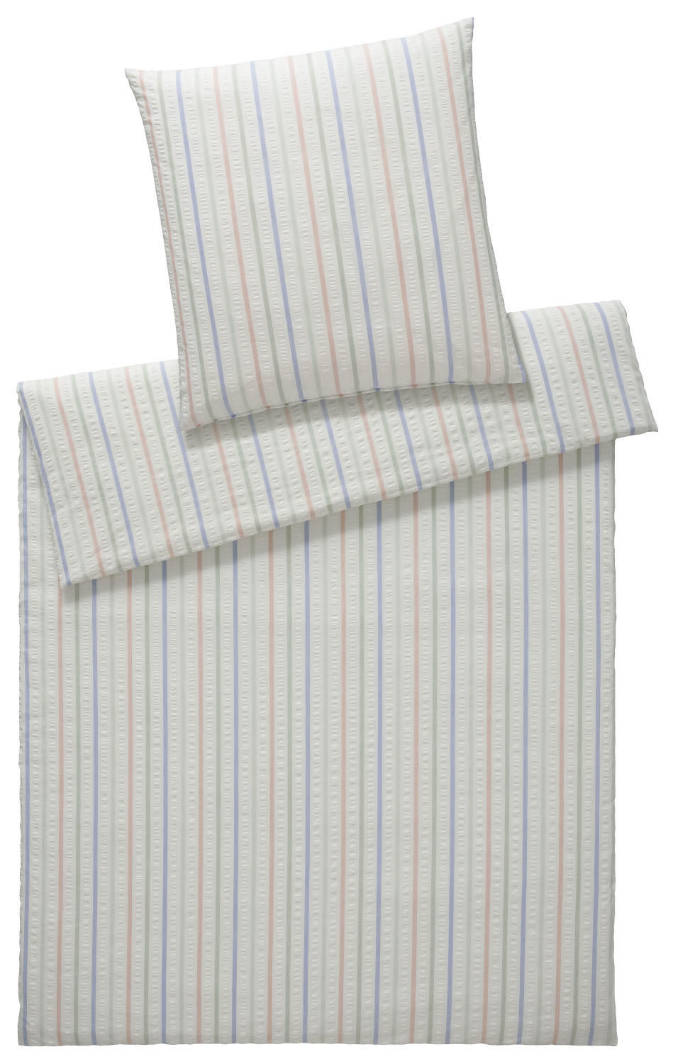 Elegante Seersucker Bettwäsche Kopenhagen weiß mit Streifen, aus 100% Baumwolle, bügelfrei