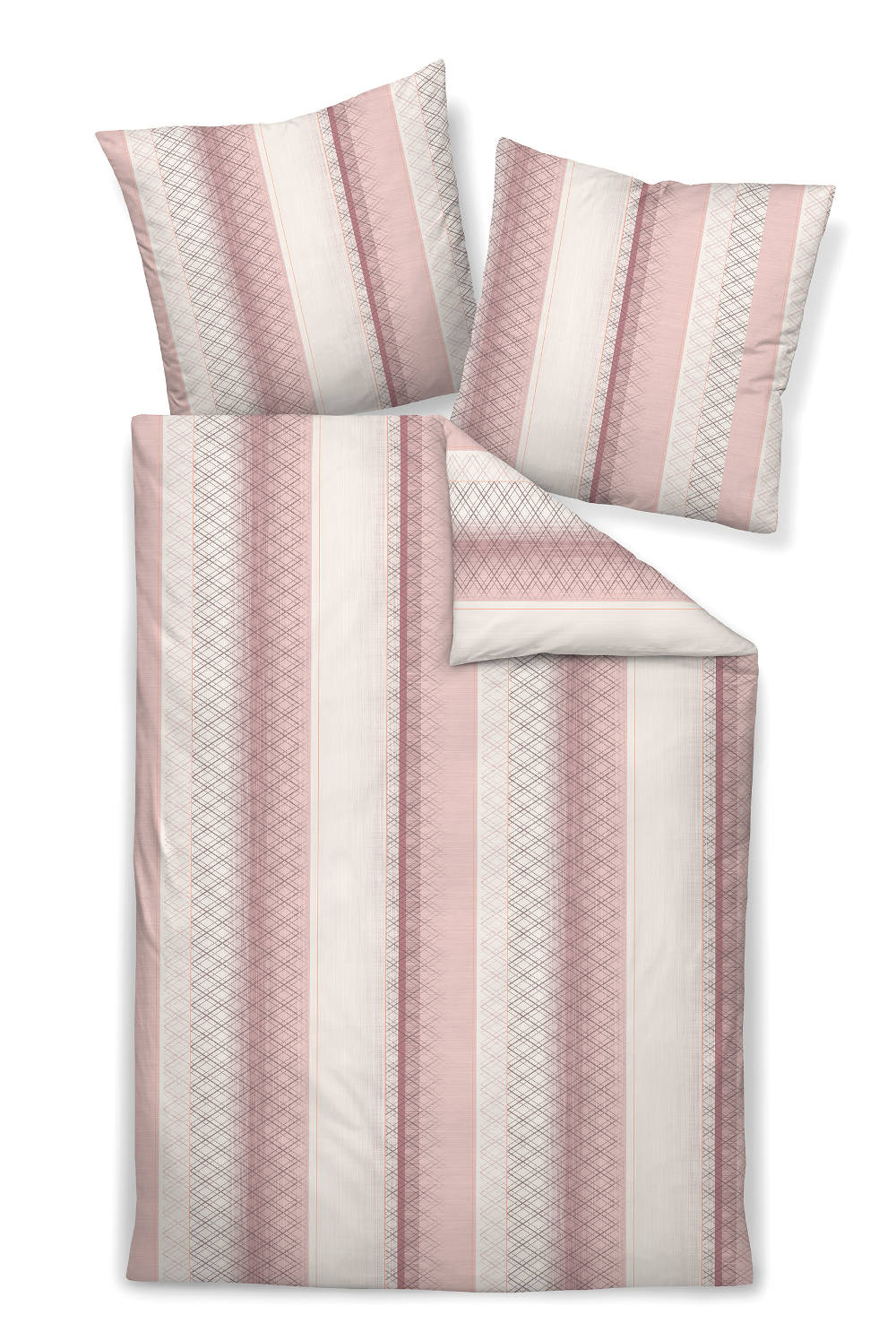 Janine Jersey Bettwäsche Carmen rosa/weiß gestreift aus 100% Baumwolle, 135x200cm 