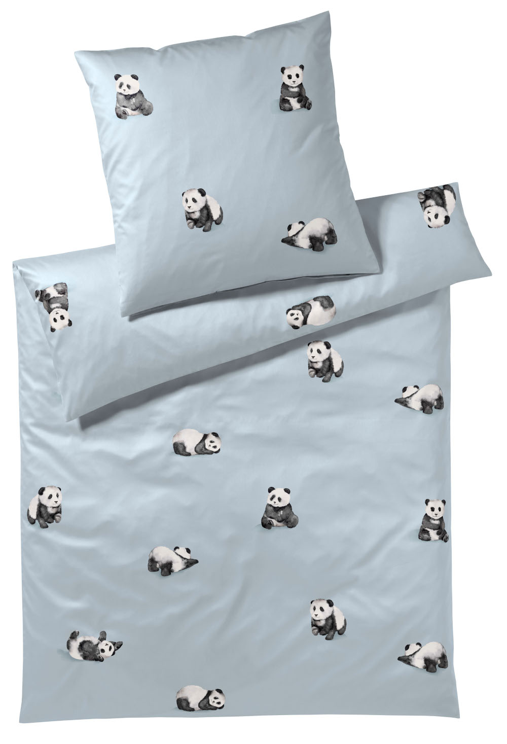 Elegante Kinderbettwäsche Panda Bear, Satin aus 100% Baumwolle, 100x135 cm 