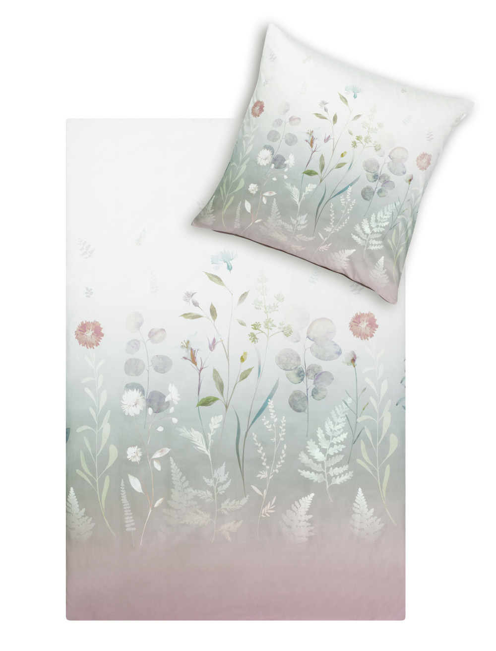 Estella Mako-Satin Bettwäsche Flowery aus 100% Baumwolle, 135x200 cm, 155x220 cm