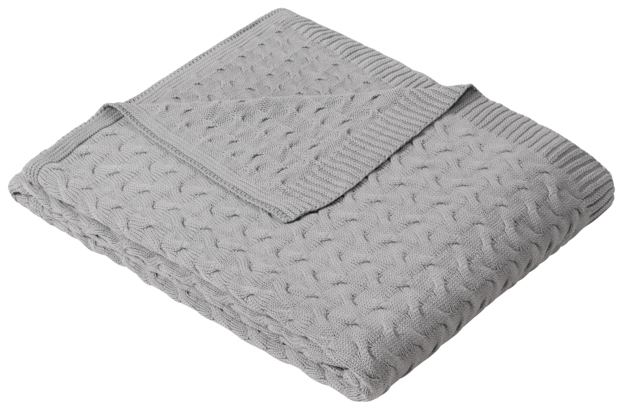 Ibena Plaid Somero, Strickplaid aus 100% Baumwolle, grau, 150x200 cm 