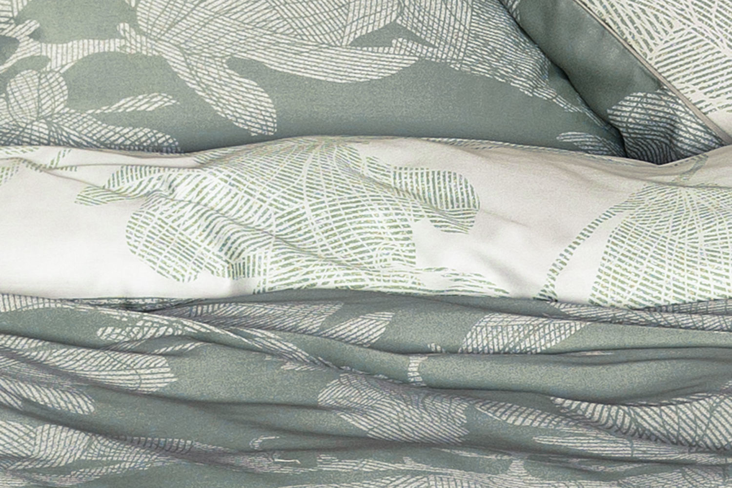 Irisette Mako-Satin Bettwäsche Yetta grün aus 100% Bettwäsche, Wendebettwäsche