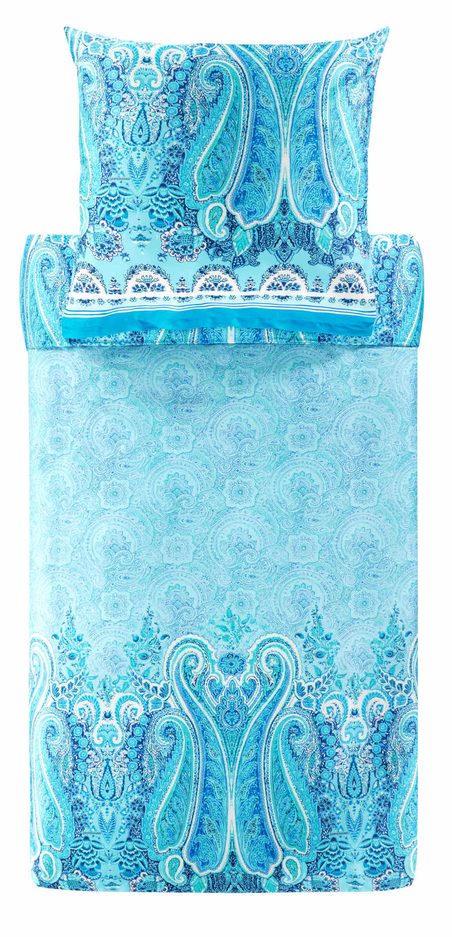 Bassetti Satin Bettwäsche Mergellina blau aus 100% Baumwolle, 135x200 cm