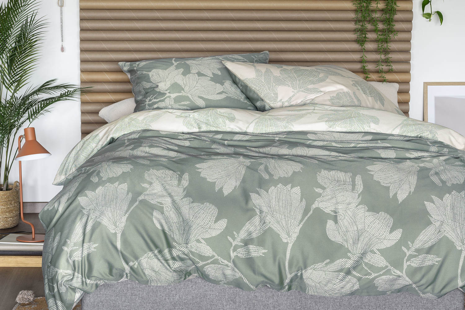 Irisette Mako-Satin Bettwäsche Yetta grün aus 100% Bettwäsche, Wendebettwäsche